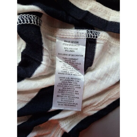 Popora Top S Blue White Striped Sleeveless Lace Applique Neckline Normcore - Picture 5 of 9